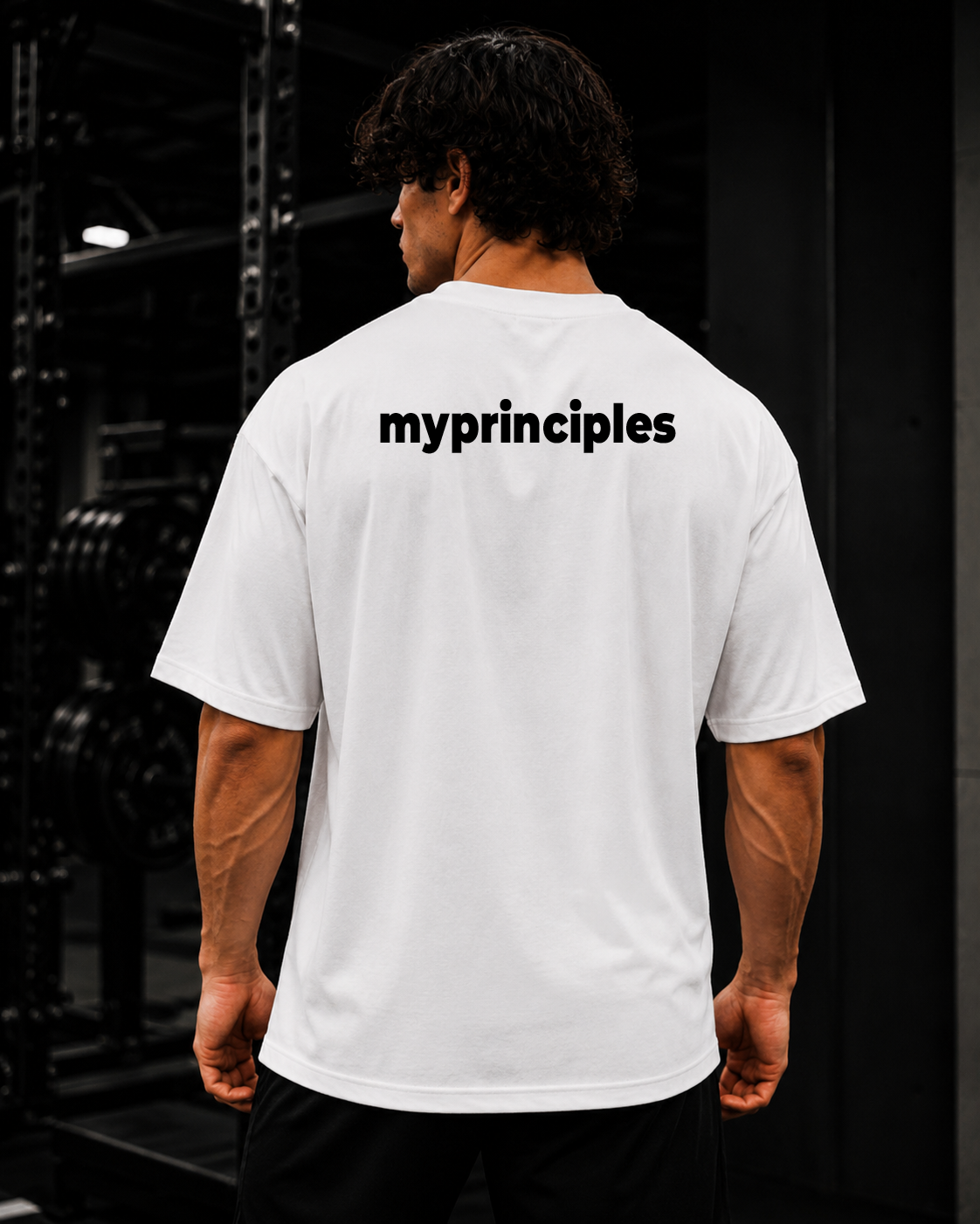 My Principles Classic Logo T-Shirt Heavyweight Cotton Streetwear Tee with Minimal Chest & Back Print
