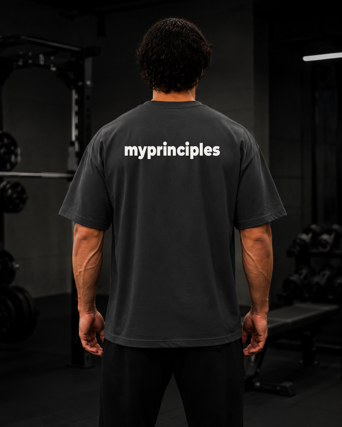 My Principles Classic Logo T-Shirt Heavyweight Cotton Streetwear Tee with Minimal Chest & Back Print
