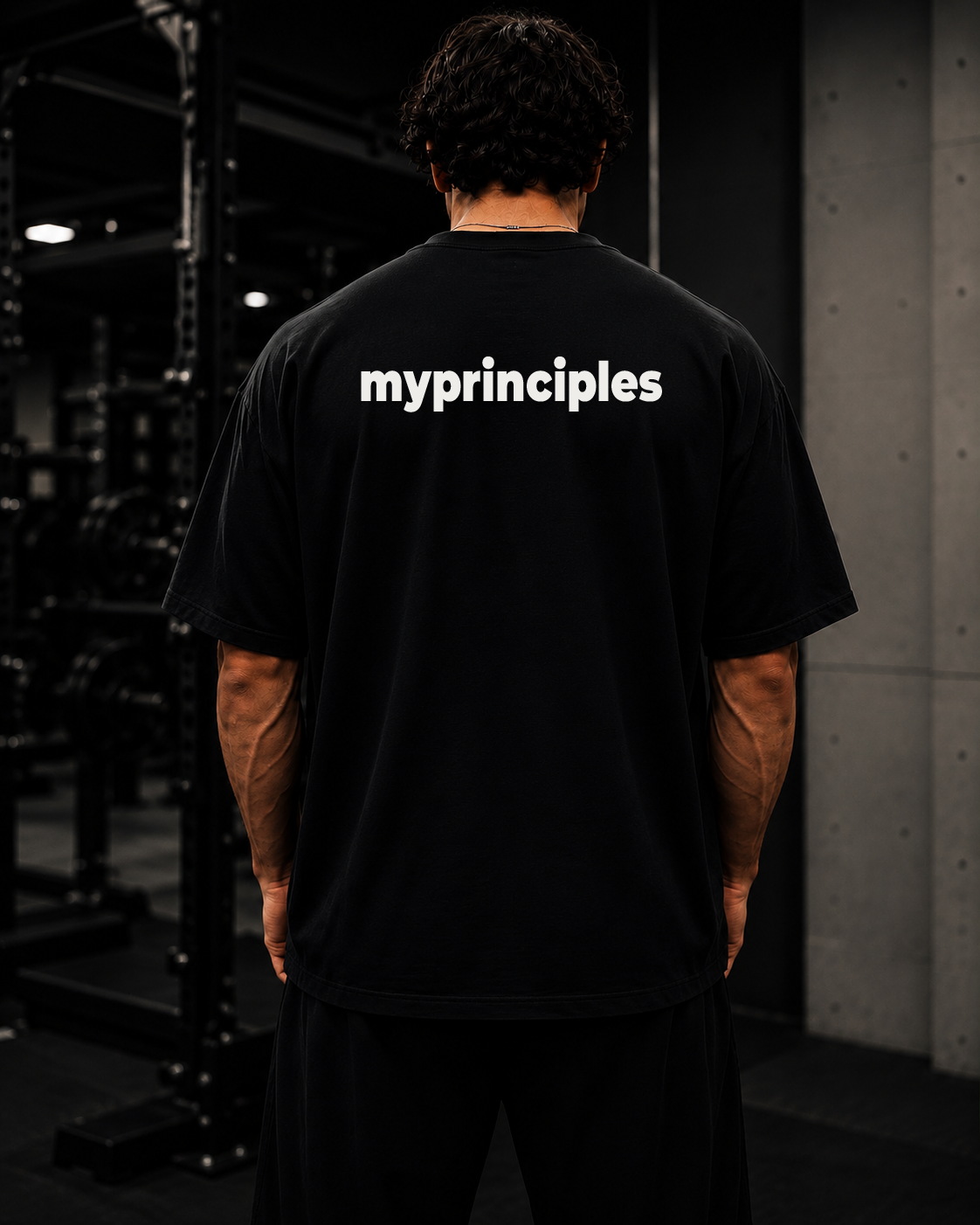 My Principles Classic Logo T-Shirt Heavyweight Cotton Streetwear Tee with Minimal Chest & Back Print